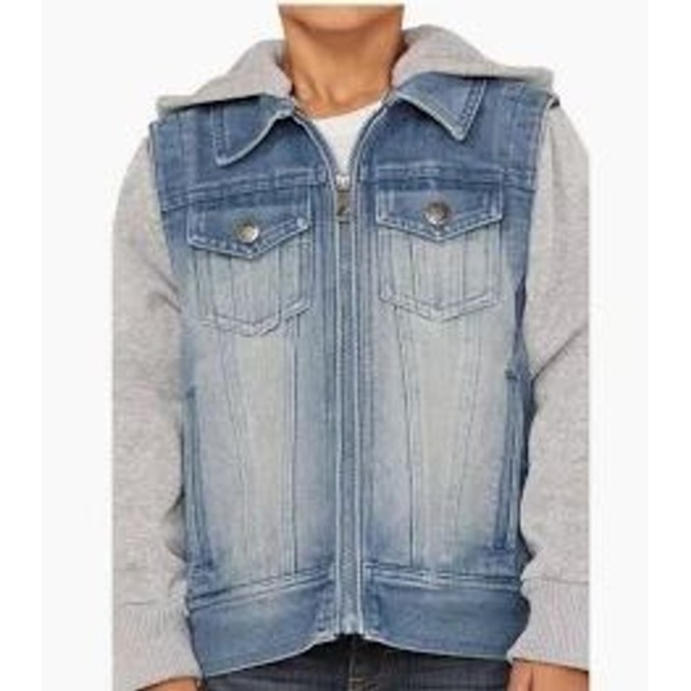 Urban Republic Denim Hooded Jacket Blue Grey Size 7 New With Tags